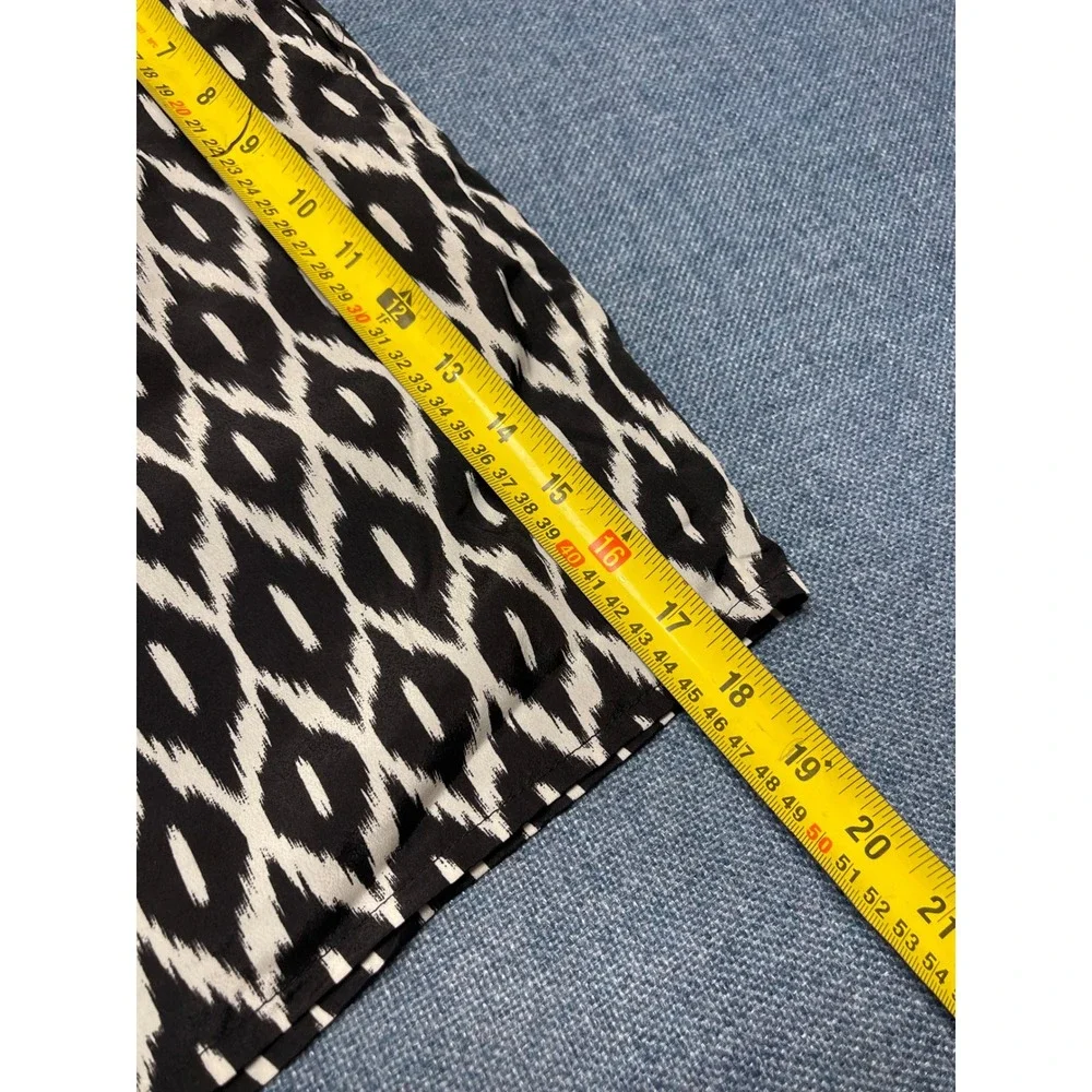 Annabella Ikat Print Mini Skirt Black White Neon Yellow Zipper  Large